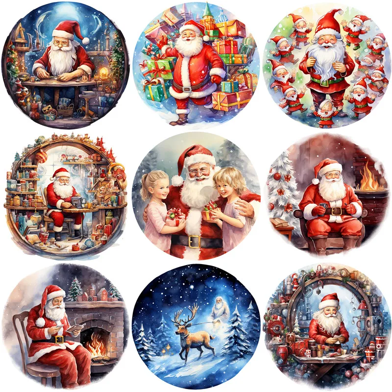 Circular Christmas Stickers Crafts And Scrapbooking stickers kids toys book Decorative sticker DIY Stationery