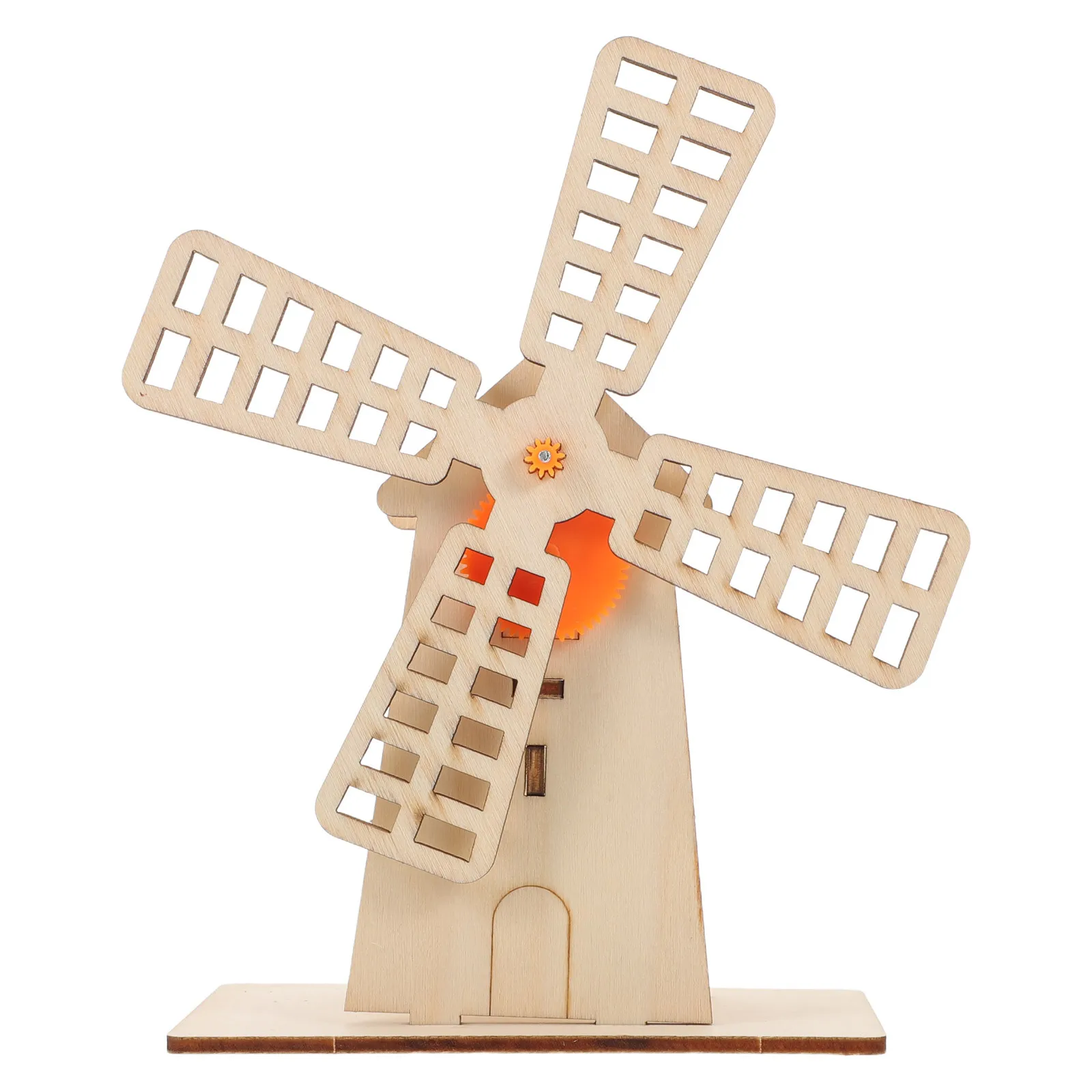 1 Juego de Kit de montaje de molino de viento de madera DIY de ciencia de vástago para niños, transmisión de engranajes giratorios, experimento educativo de turbina eólica