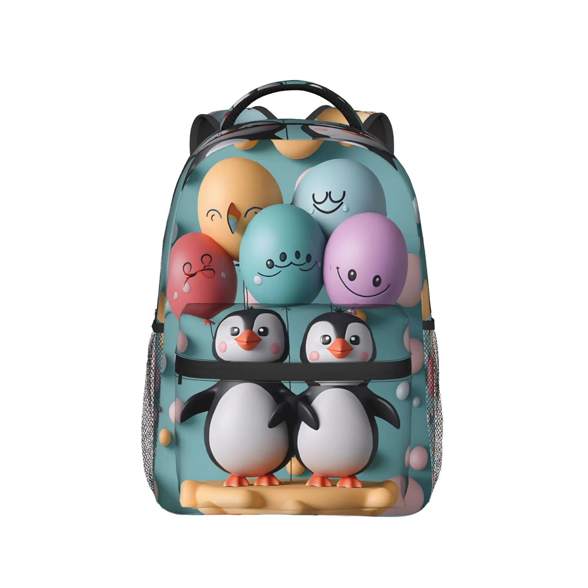 Penguins with Balloons 3D Patterns Lightweight Casual Backpack for Students, Multifunctional Durable Daypack for School & Travel
