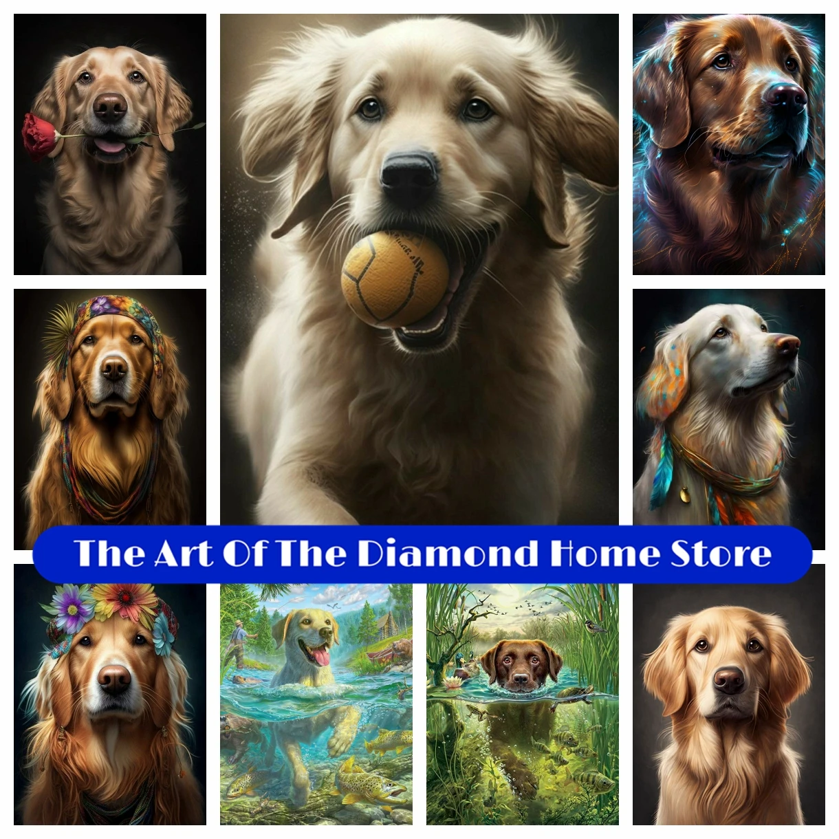 

Labrador Dog DIY 5D Embroidery AB Drills Diamond Painting Animal Cross Stitch Kit Art Handmade Room Decor Children's Gifts