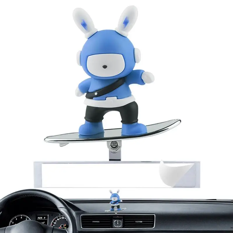 Car Decoration Skateboard Ornament Cute Skateboard Rabbit Car Interior Decoration Floating Screen Center Console Funny Skater