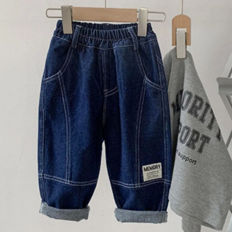 

Boys Jean Pants Long Trousers Denim 2024 Lovable Spring Autumn Baby's Kids Sport Teenagers Birthday Christmas Gift Children's Cl