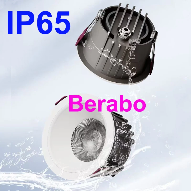 IP65 waterproof cob LED downlight 10W 20W spotlight recessed bathroom wet area kitchen without main light design 110V220V DC24V