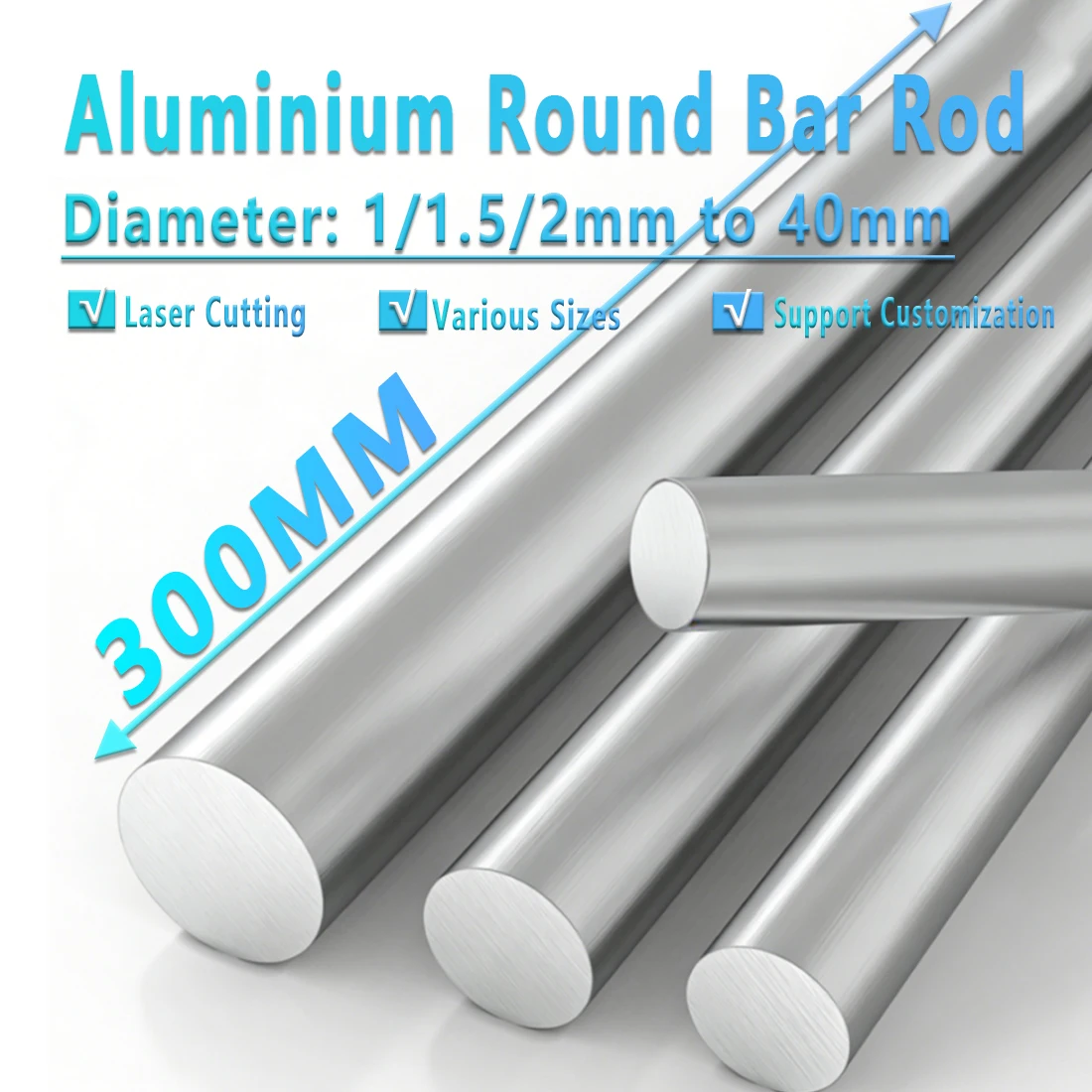 

1-30 Solid Aluminum Round Bars Of 6063 Aluminum Alloy, Diameter 1-40mm, Length 300mm