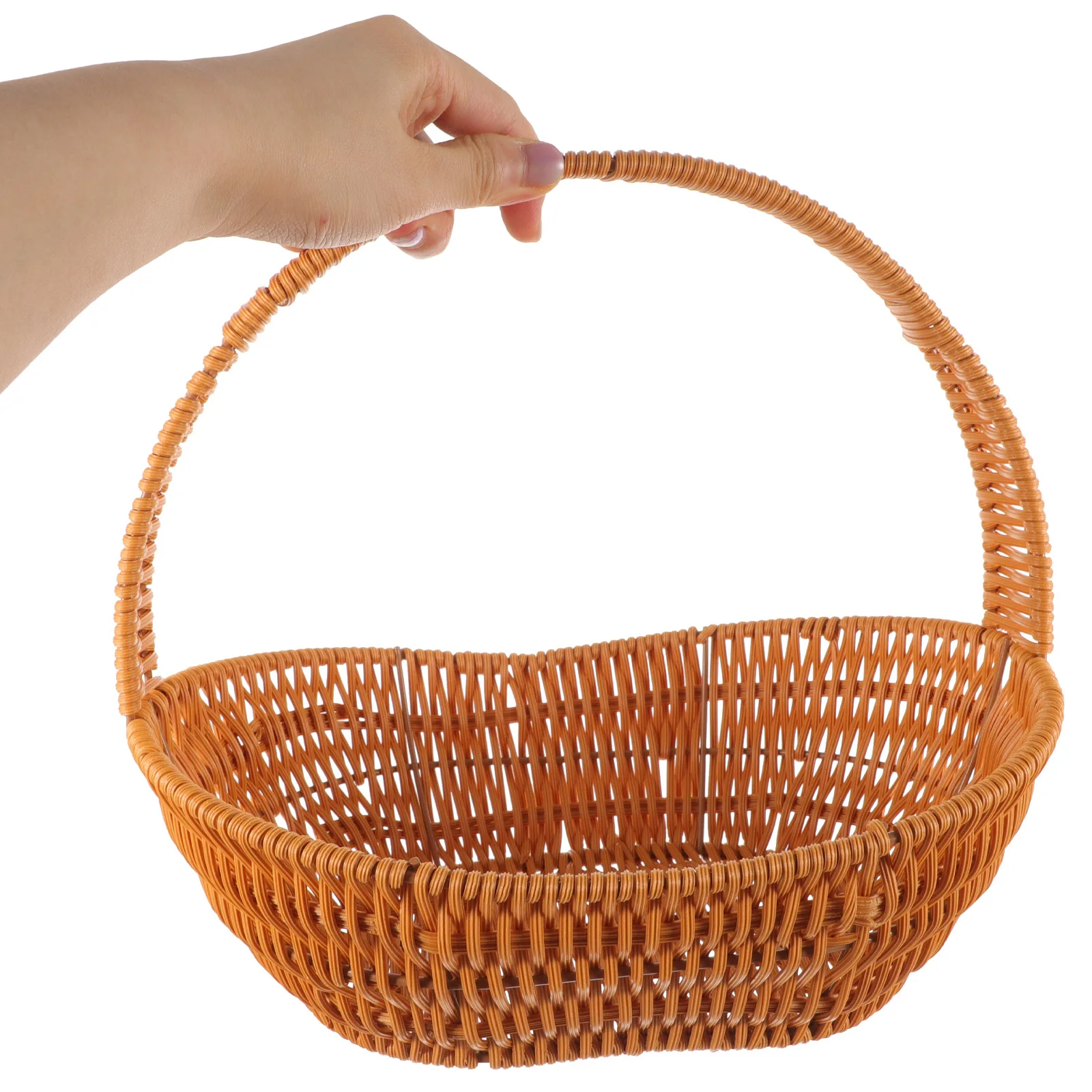 

Flower Basket Hand-woven Wicker Storage Hand-Woven Flower Basket Baskets Plastic Home Decor Multipurpose Portable