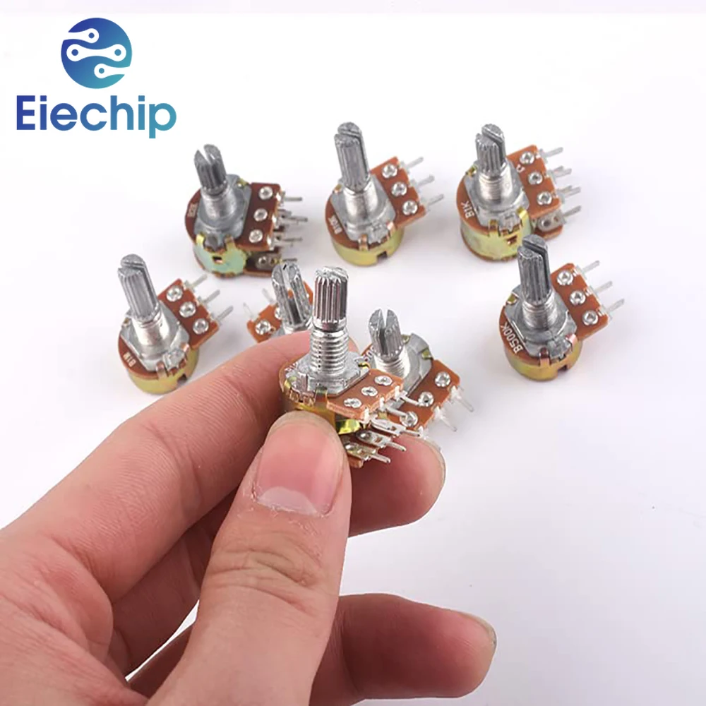 5PCS 20MM WH148 Potentiometers 1K/2K/5K/10K/20K/50K/100K/250K/500K/1M Ohm Variable Dual Turn Taper Rotary Carbon Film Resistors