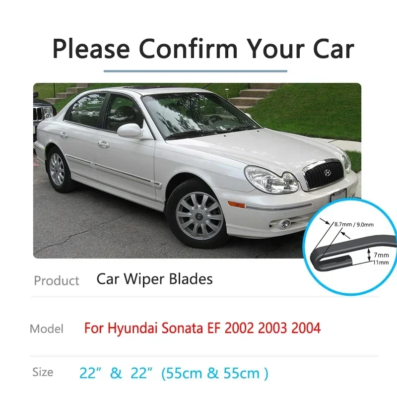 

For Hyundai Sonata EF MK4 2002 2003 2004 Wiper Blades Rubber Windshield Windscreen Cutter U J Hook Arm Replacement Cleaning