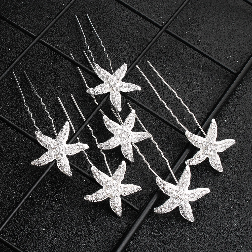6PCS Beliebte handgemachte Hochzeit Haarnadeln Braut Kristall Perle Blume Haarspange Braut Haarschmuck Zubehör – Detail 9