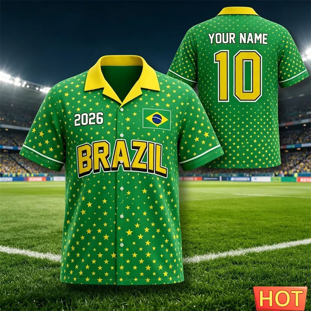 Brazil Victory Shirt Summer Brazil jerseys Customize men womens shirts Unisex shirts for man Striped men's football jersey shirt