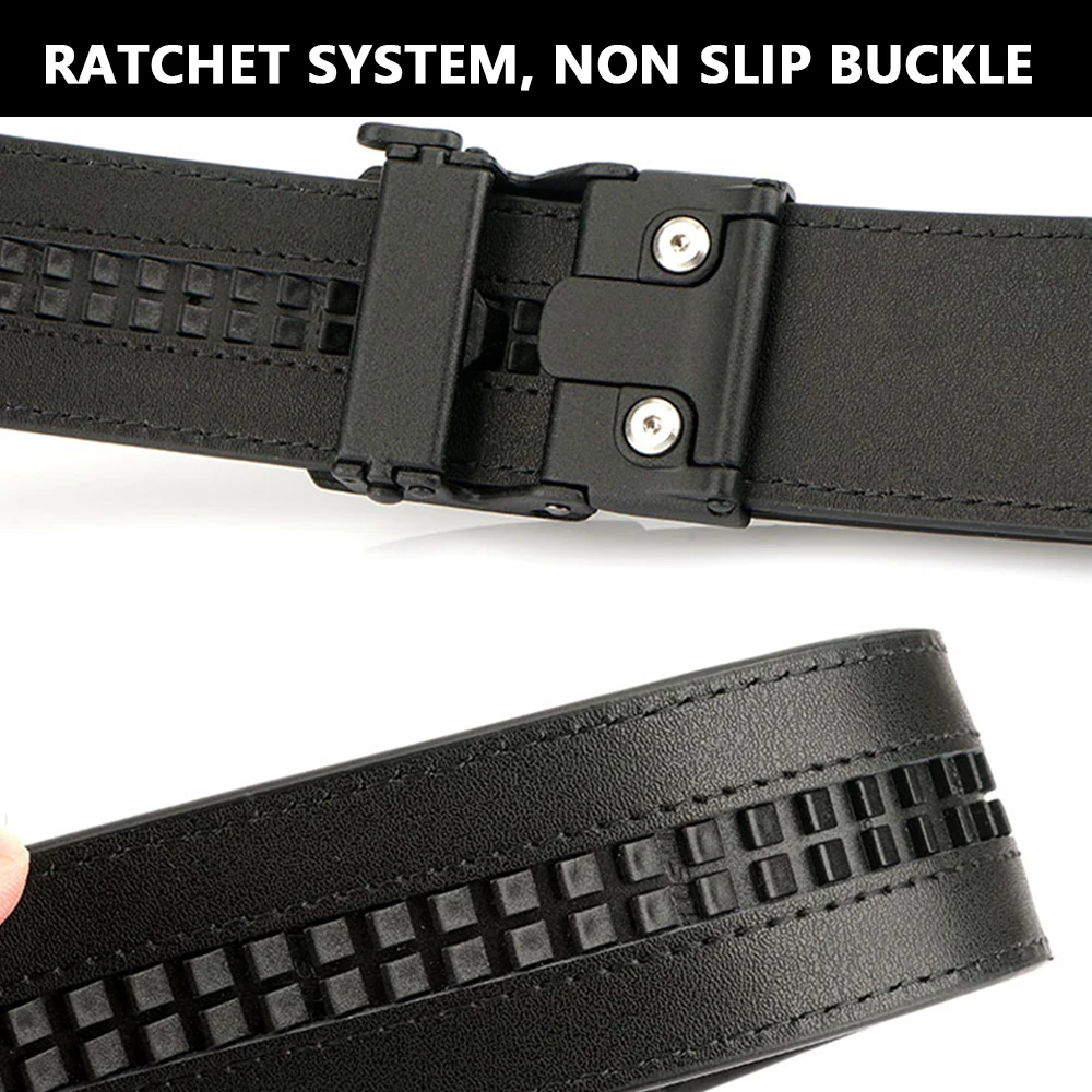 TUSHI Neue Leder Taktische Gürtel Luxus Automatische Schnalle Gürtel für Männer Gürtel Designer Gürtel Männer Hohe Qualität IPSC Gürtel Männlich Schwarz – Detail 5
