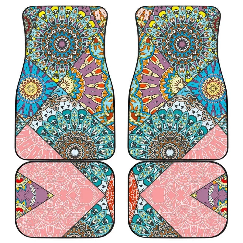 

Лоскутные Мандала с богемным узором и принтом спереди и сзади Автомобильные коврики Тяжелый ковер спереди и сзади Полный комплект из 4 предметов в упаковке