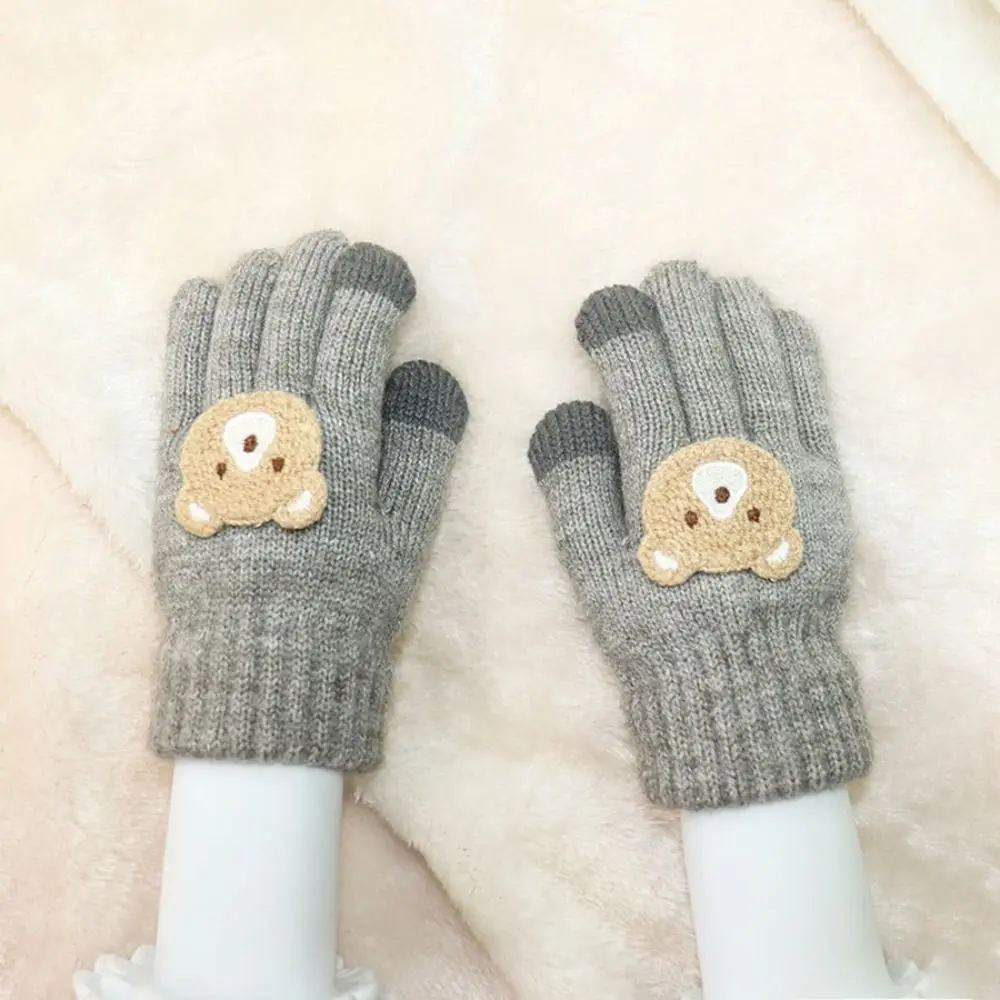 Cartoon 2-6 Year Old Gloves Crochet Hooks Bear Cold Proof Warm Mittens Windproof Full Finger Thermal Snow Gloves Autumn Winter