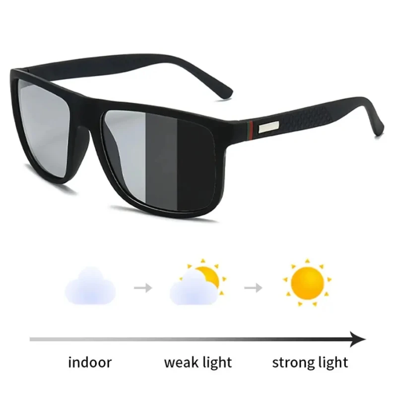 Gafas de Sol Polarizadas Fotocromáticas de Moda para Hombre y Mujer, Gafas de Sol Cuadradas Vintage para Hombre, Gafas de Sol de Diseñador de Marca para Conducir, Pescar, con Protección UV400