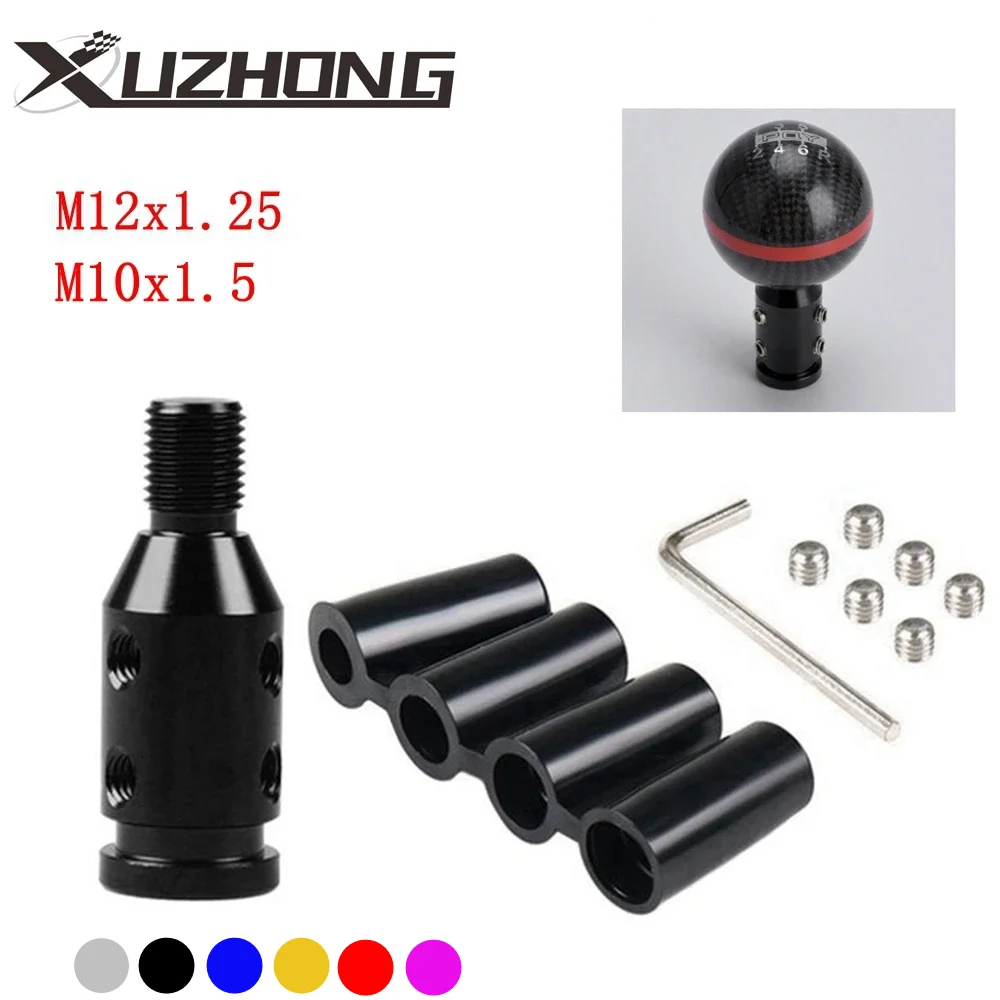 Universal Aluminum Alloy Car Auto Gear Manual Shift Knob Adapter Black for Non Threaded Shifters M12x1.25 M10x1.5 SK-1054-BK