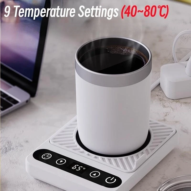 Electric Coffee Mug Warmer Portable Cup Heater for Water Tea Heating Coaster 9 Temperature Settings for Home Office Timing Off