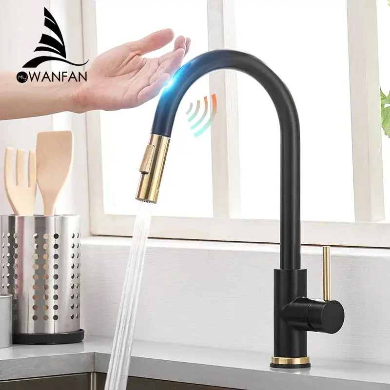 Sensor Kitchen Faucets Brushed Gold Smart Touch Inductive Sensitive Faucet Mixer Tap Single Handle Dual Outlet Water Modes 1005J