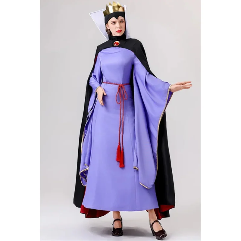 Fiesta de Carnaval de Halloween Anime Cuentos de hadas Blancanieves Espejo mágico malvado Reina Cosplay Disfraz Corte Vestido de lujo tt9]