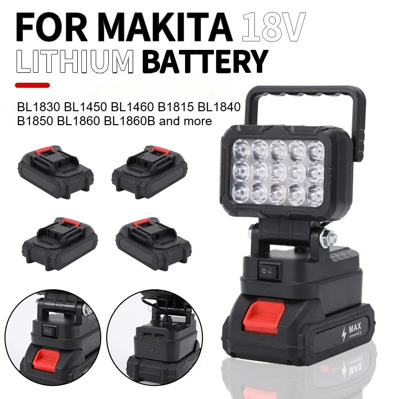 For Makita 18V Li-ion Battery Tool Accessories 15 Beads LED Working Light Lamp Flashlight Torch Spotlight Emergency Tool Light