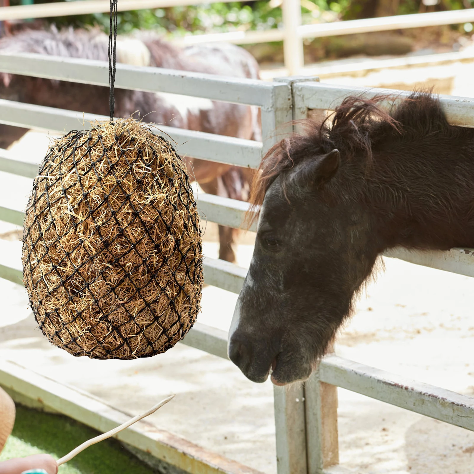 

Slow Feeder Durable Nylon Hay Net Goat Feeder Horse Hay Bag Storage Pouch Reduce Waste Keep Stable Clean
