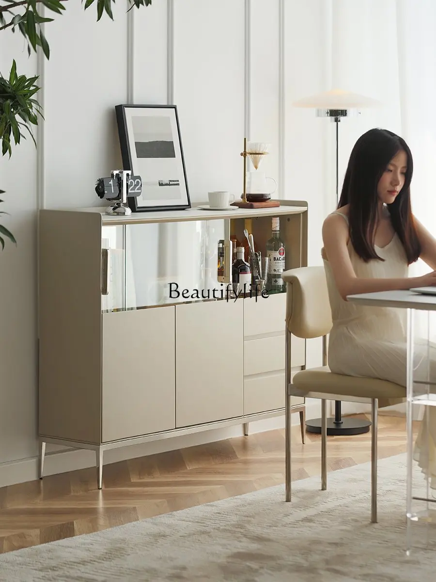 

12Light Luxury Yinuo Stone Plate Sideboard Modern Minimalist French Cream Style Small Apartment Tea Cabinet Storage