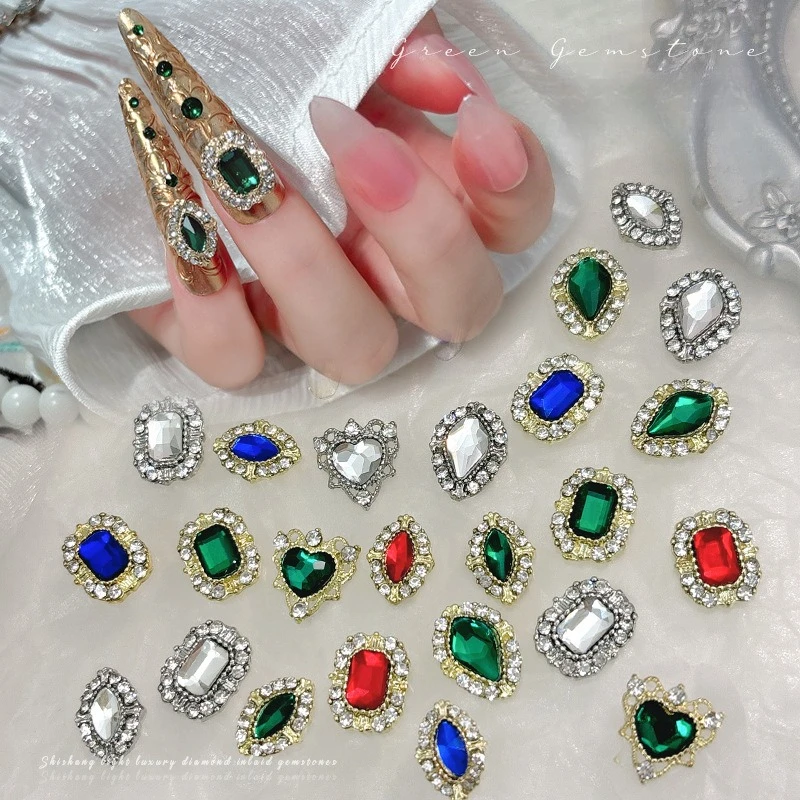 1Pc Retro Luxury 3D Shiny Rhinestone Nail Charms, exquisite diamond ornaments for DIY manicure nail art decorations