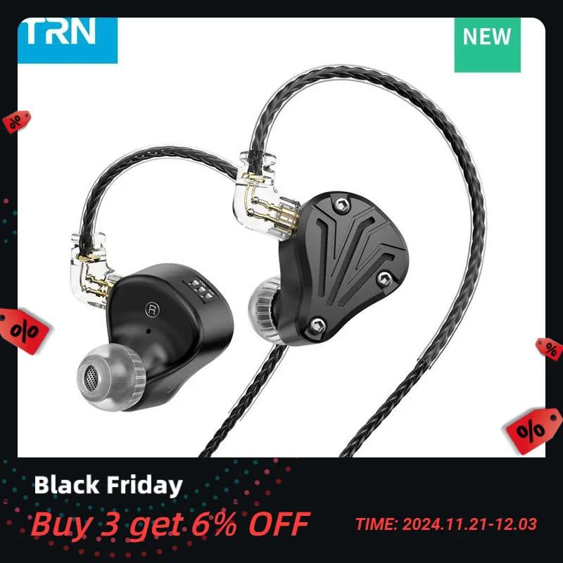 TRN BAX Pro 2BA 1DD 2EST Tribrid Metal In Ear Earphones IEM HIFI DJ Monitor Running Sport Headphones Earplug Headset