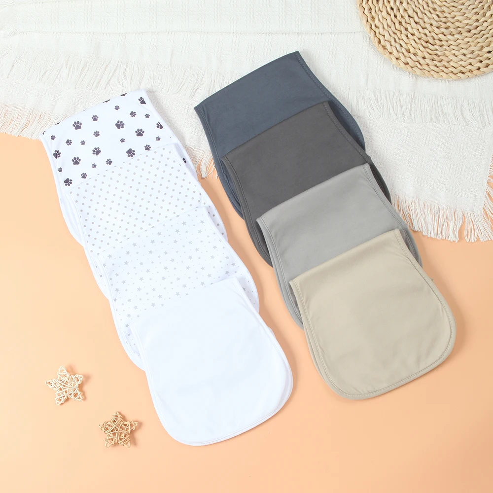 

4 Layer Thick Infant Burp Cloths, 8 Pcs Waterproof Baby Boys Burping Cloths, Skin-friendly Milk Spit up Rags, Curved design