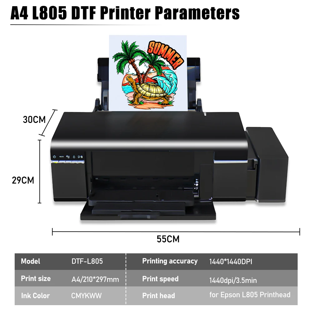 Imagem -02 - Dtf Printing Machine para Epson L805 Impressora de Transferência Dtf Diretamente para Filme Dtf para Impressão de Roupas a4