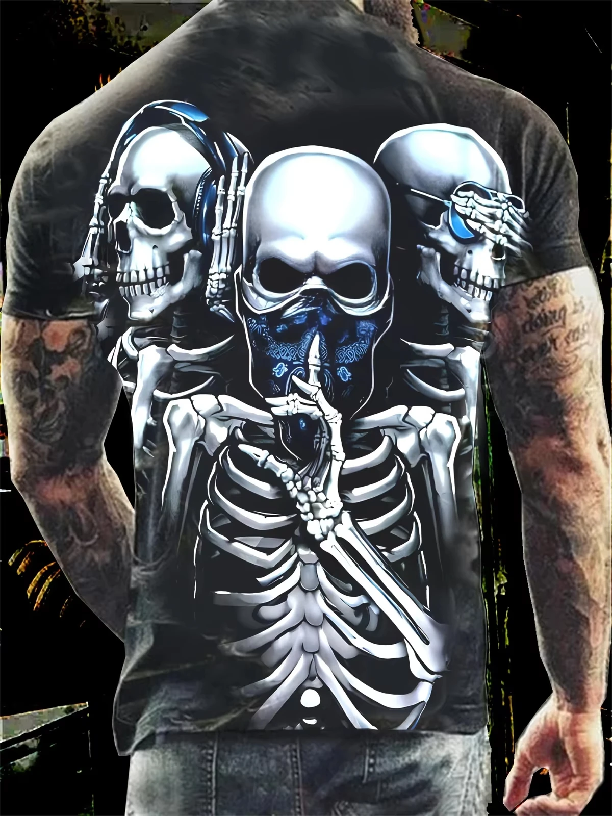 

Men's Clothing Skeleton Graphic Print T-Shirt Oversized T Shirt Men Summer Spring Oversized Punk Style Short Sleeve Outdoor Top