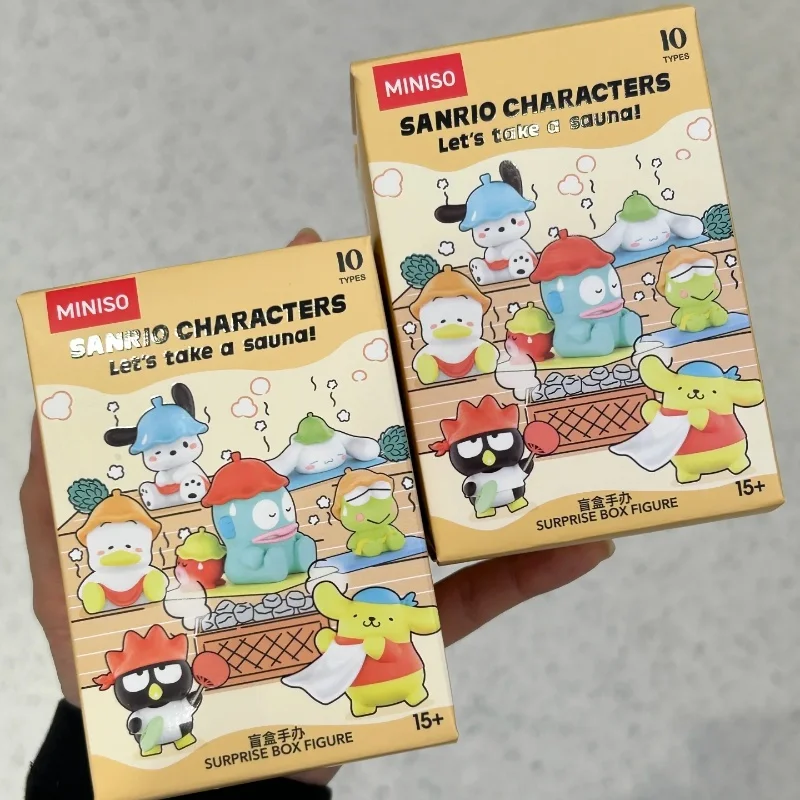 Miniso Sanrio Let'S Take A Sauna Series Blind Box Doll Toys Cinnamoroll Pompompurin Trendy Doll Girl Birthday Gift Mystery Box