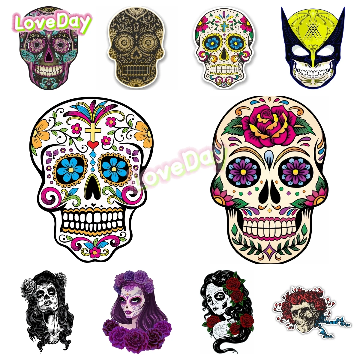 

Day of The Dead Sugar Skull Decals Sticker Skeleton Girl Car Sticker Vinyl Auto Motorcycle Truck Window Decoration Stickers