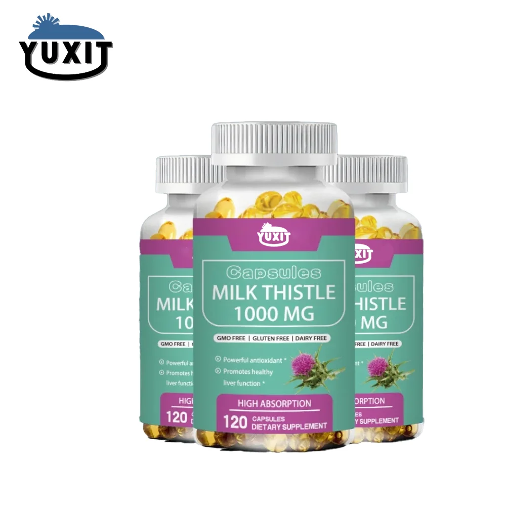 YUXIT Milk Thistle Silymarin Marianum & Dandelion Root Liver Health Support, Antioxidant Support, Detox, 120 Capsules