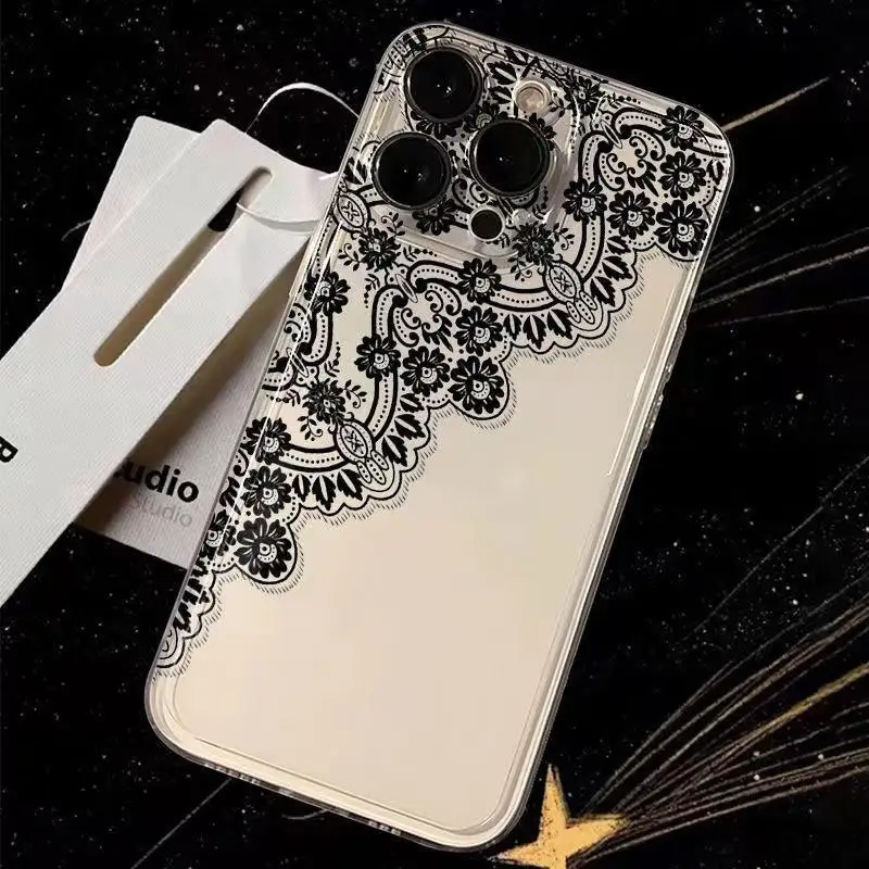 مثير الأسود الدانتيل قضية الهاتف لسامسونج غالاكسي S25 S23 S24 S22 الترا زائد للصدمات لينة غطاء ل غالاكسي S24 + S23 + S25 + قذيفة