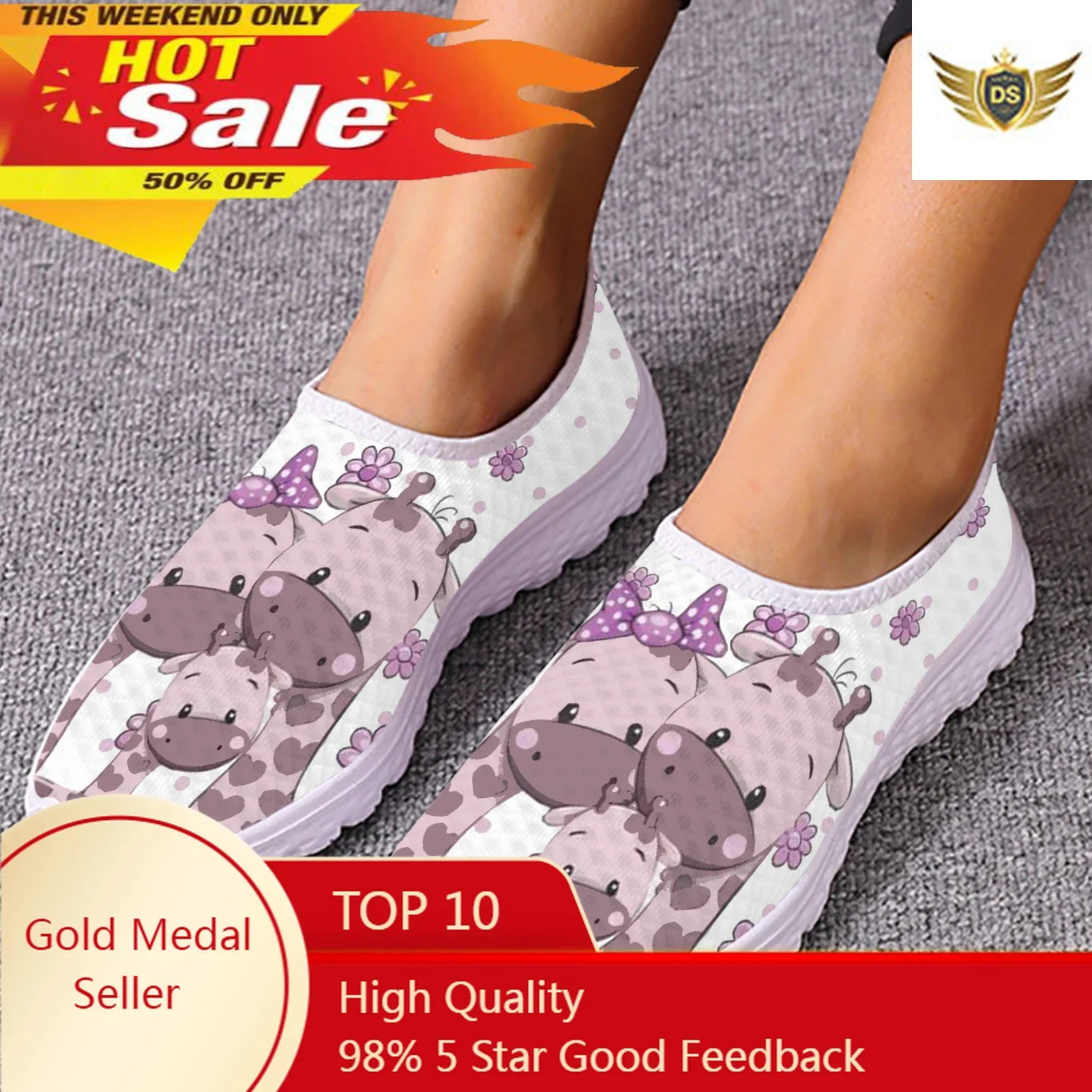 Casual Flats Shoes Cute Couple Giraffe Pattern Women Slip-on Flats Zapatillas Mujer Breathable Comfort Sneakers