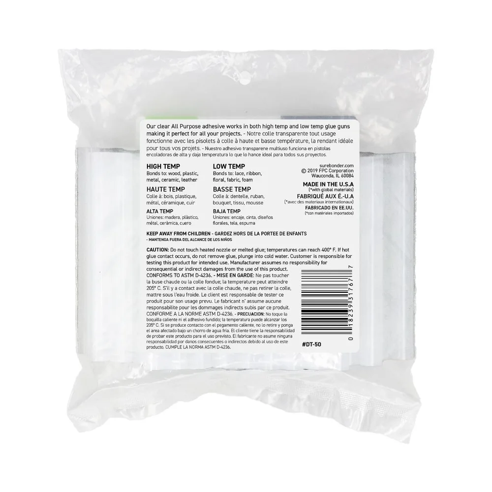 50-Pack Clear Hot Glue Sticks, 4-Inch Full Size for Crafting and DIY Projects