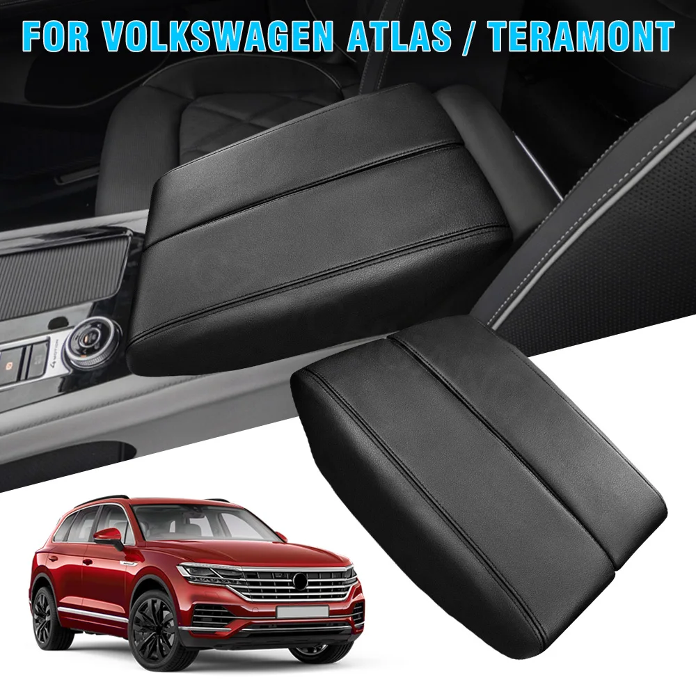 

For Volkswagen Atlas Teramont 2018-2022 2023 2024 VW Accessories Armrest Box Cover Center Console Pad Leather Protector Covers