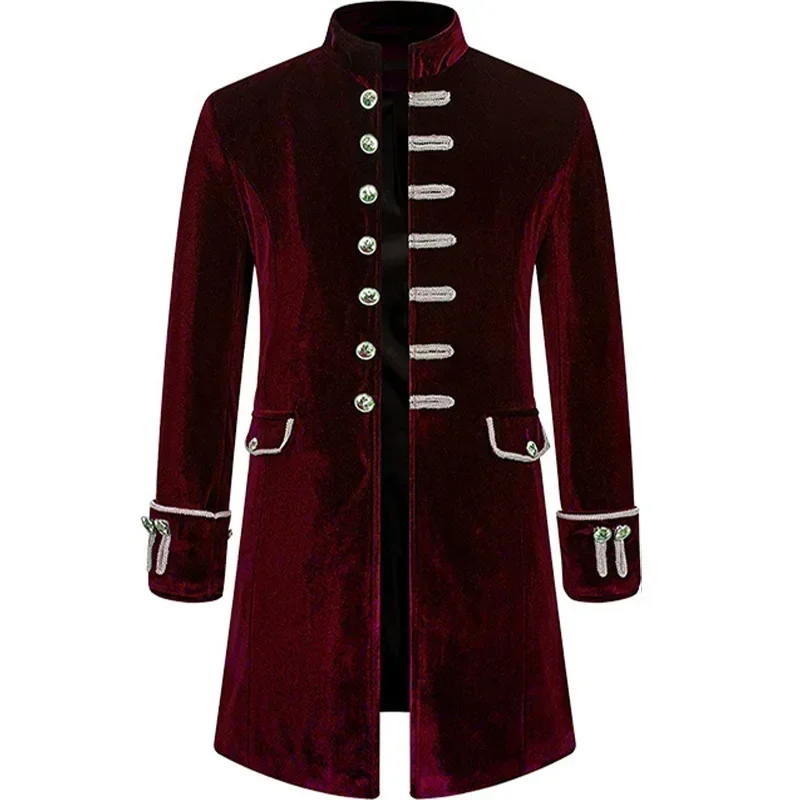 Costume da pirata medievale da uomo in velluto gotico Steampunk vittoriano redingote giacca spettacolo teatrale blazer cosplay carnevale vestire