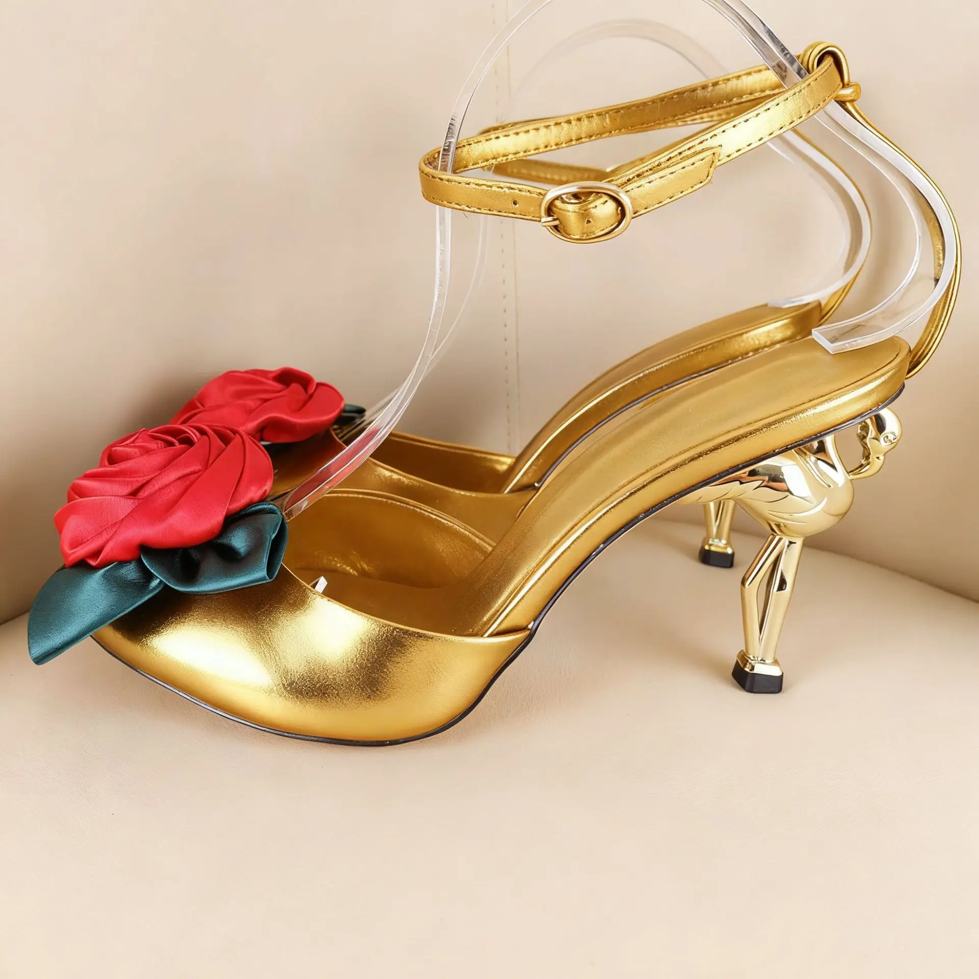 

Independent Station Ebay Personality Women Sandals Mules Rose Flower Single Shoes High Heels