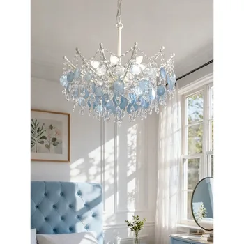 French Vintage Blue Shell Chandelier 1