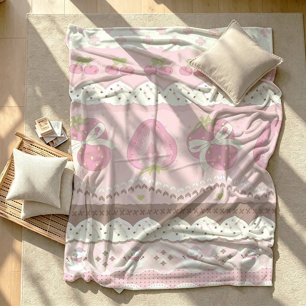 Cake Slices Cartoon Prints Blanket Soft Warm And Thick Perfect For Bedroom Living Room Bed Sofa Camping Picnic Office Gift