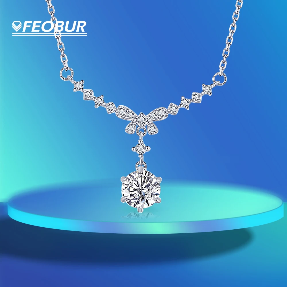 

1ct Moissanite Pendant Necklaces for Women Trendy Party Jewelry GRA Certified 925 Silver Necklace Wedding Fine Jewelry Wholesale