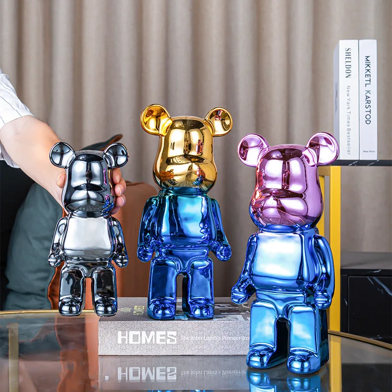 28cm Bearbrick 400 Bear Statues and Sculptures Figure Ornaments Luxury Living Room Decoration Home Decor Christmas Decoration