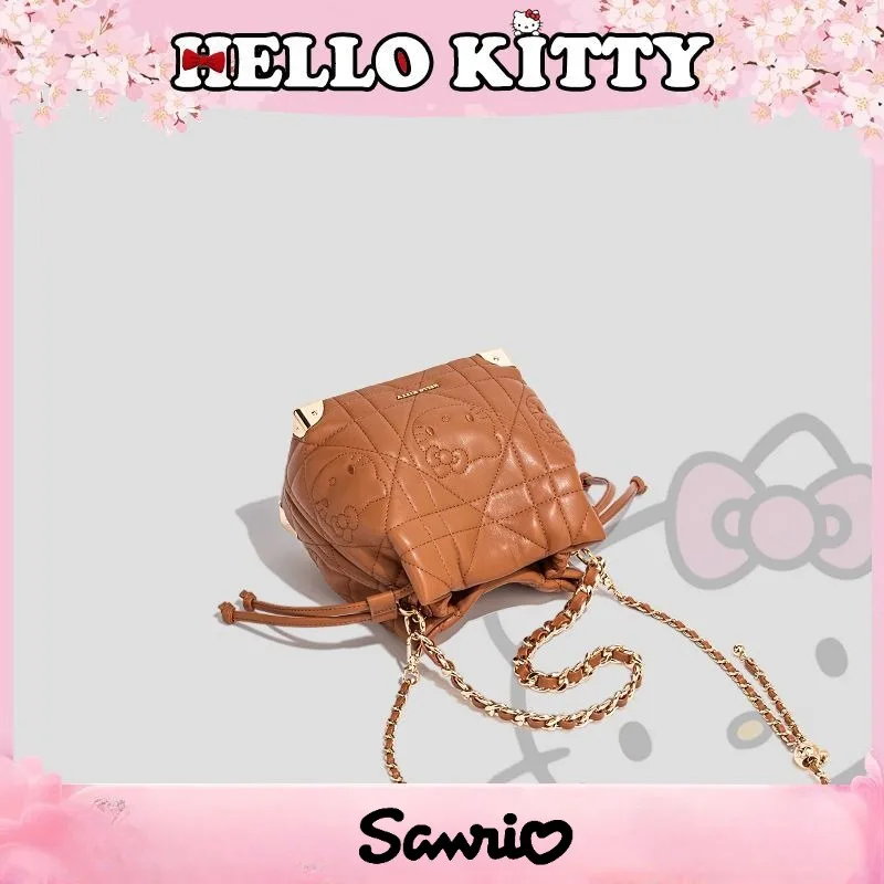 Borsa a secchiello con catena a tracolla Sanrio Hello Kitty Cartoon Anime Print Accessori Borsa a tracolla moda donna Kawaii Sweet Ins