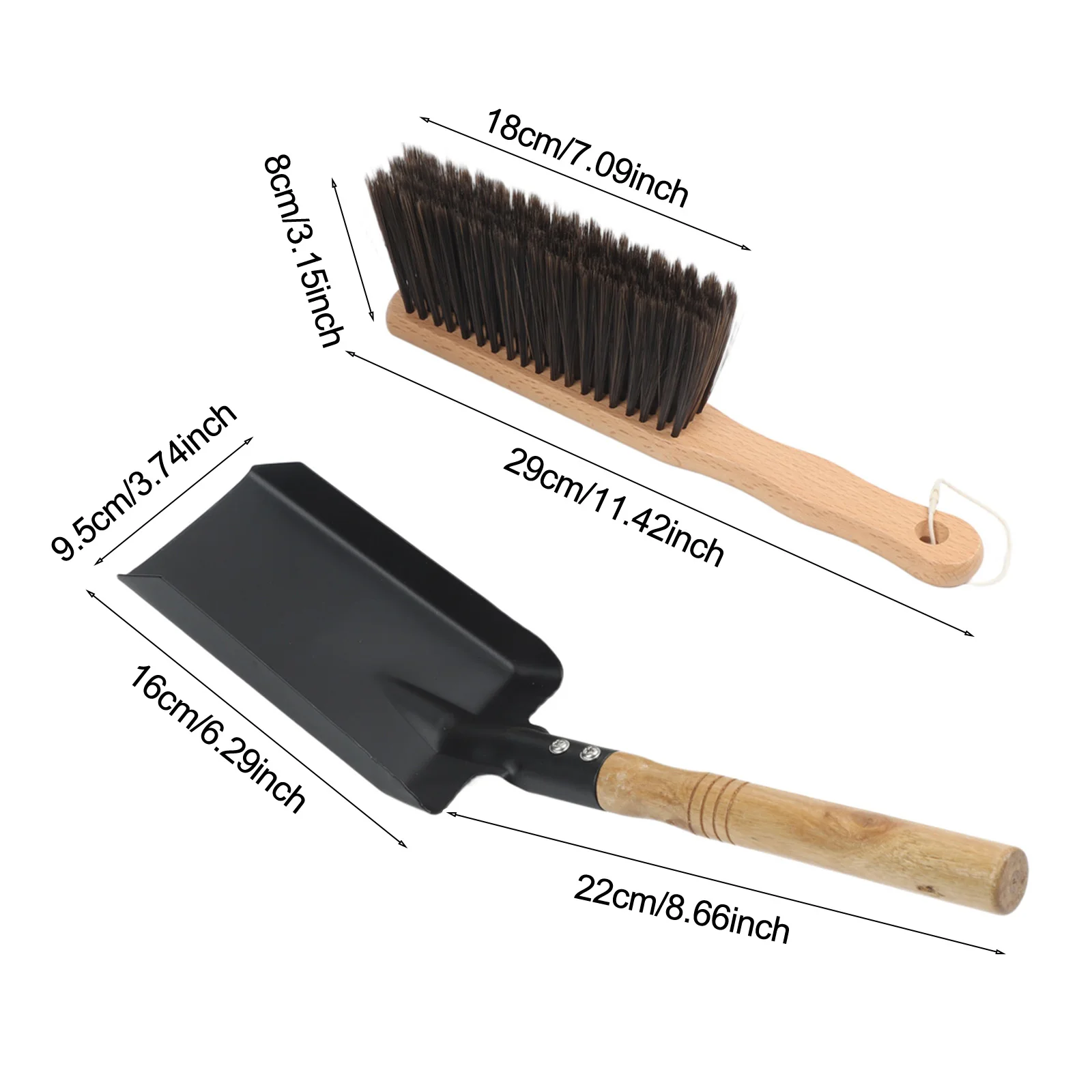 Metal Fireplace Ash Scraper Brush Set Iron Dustpan Shovel For Wood Stove Coal Cleaning Tools