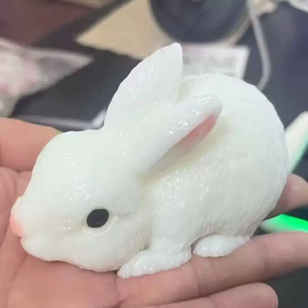 Creative Hand Relax Bunny Squishy Toy Super Soft White Rabbit Fidget Kawaii Silicone Pinching Fingertip Toy Adult Kids