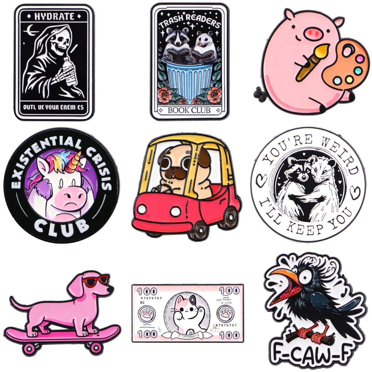 Nettes Schwein Broschen für Frauen Dackel Hund Emaille Pin Cartoon Waschbär Metall Abzeichen Schmuck Kleidung Zubehör Freunde Geschenk