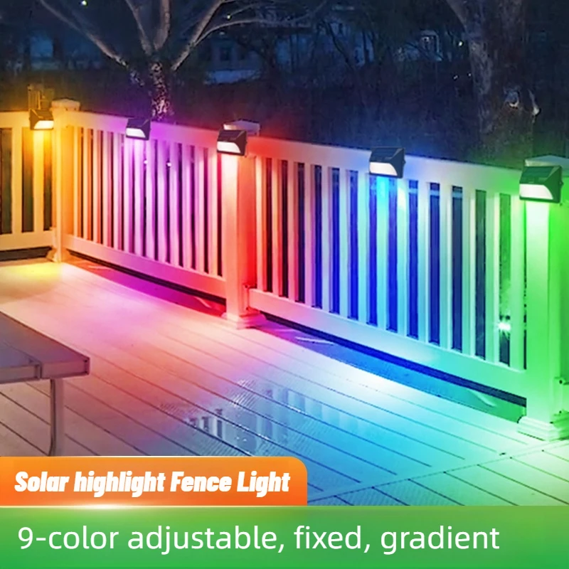 

2/6Pcs Solar Wall Lamp RGB and 9Color Lighting Solar Fence Lights Outdoor IP65 Waterproof for Patio Courtyard Decoration Lights