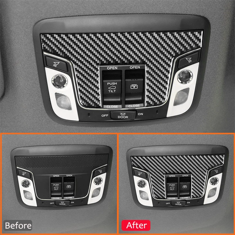 For Honda XRV VEZEL 2015-2020 Carbon Fiber Car Roof Reading Light Panel Trim Cover Decorative Sticker Auto Interior Accessories