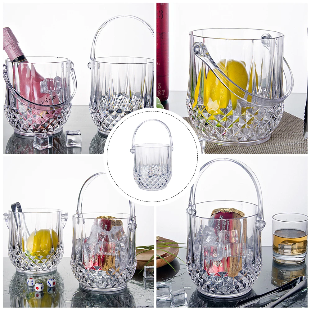 

Ice Bucket Cooler Crystal Holder White Chiller Portable Multifunctional Container for Bottles Beverages with Lid
