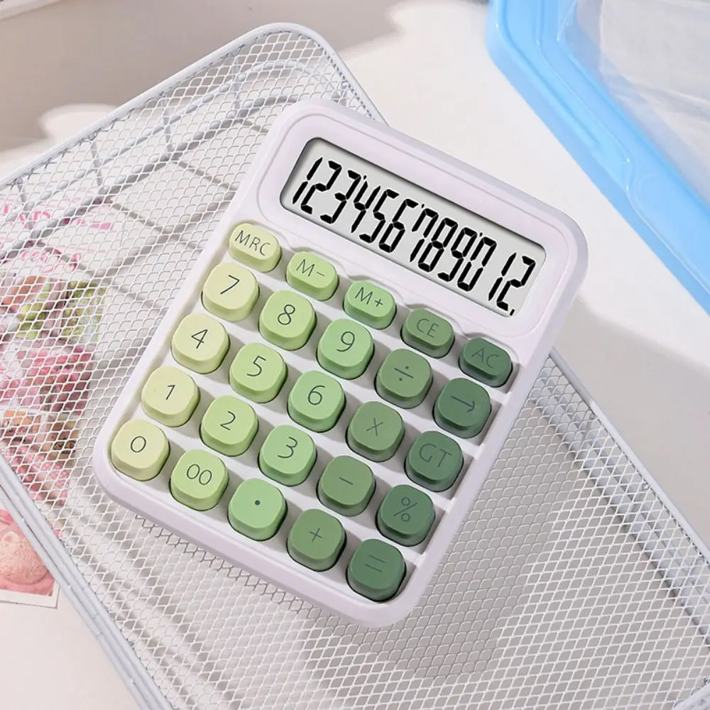 

Cute 12 Digits Calculator Large LCD Display Portable Finance Calculator Battery Operated Anti-slip Pad Student Calculator